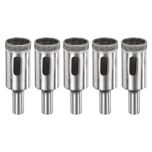 5-Pack Diamond Hole Saw Drill Bit, 0.71 Inch / 18mm Glass Drill Bit for Ceramic/Marble [Silver Tone]