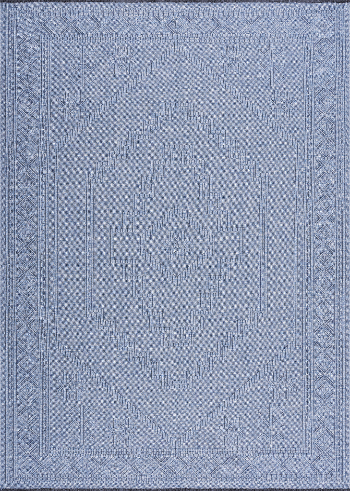 Alma Transitional 8' x 10' Blue and Azure Blue, Machine Washable Polyester & Cotton Indoor Area Rug