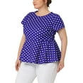 thumbnail image 4 of Agnes Orinda Women's Plus Size Valentines Day Tops Peplum Hem Short Sleeve Summer Polka Dot Shirts Blouses 1X Royal Blue, 4 of 6