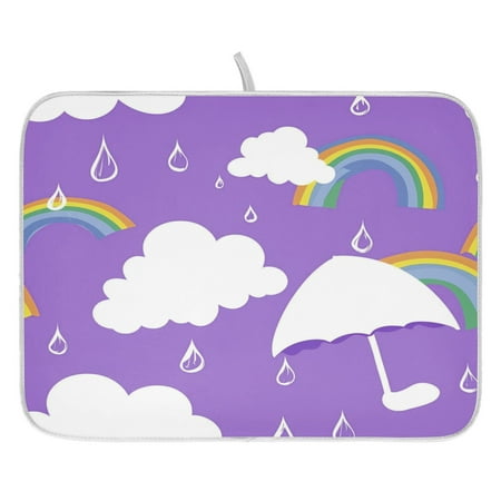 

Cloud Umbrella and Rainbow Dish Drying Mat for Kitchen Quick Drying Absorbent Soft Durable 18 x 24