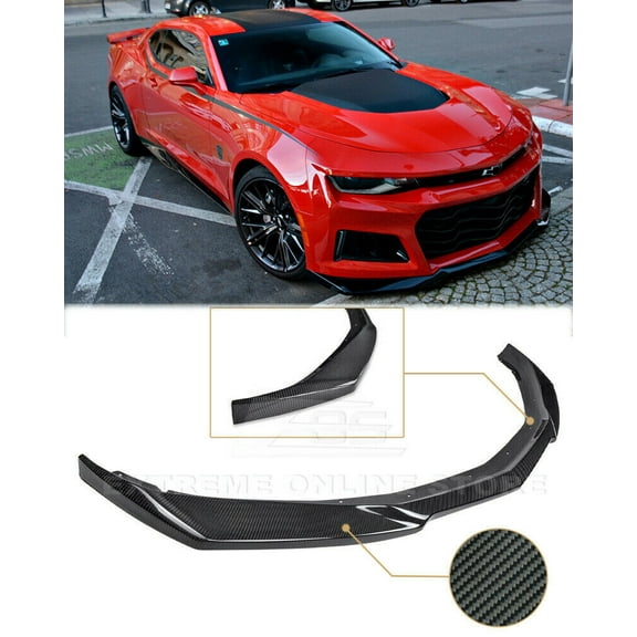 Replacement For 2016-2018 Chevrolet Camaro SS Models | ZL1 Style CARBON FIBER Front Bumper Lower Lip Splitter