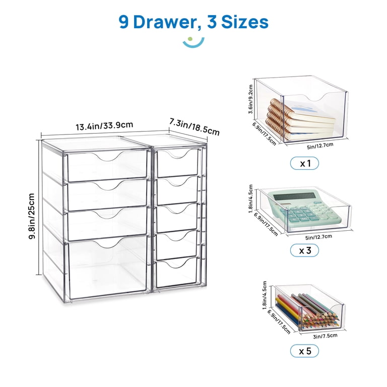 Clear Acrylic Makeup Organizer with 9 Drawers photo 3