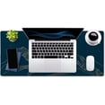 thumbnail image 4 of Mountain & Moon Landscape Blue Desk Mat, Extended Gaming Mouse Pad 35.5x15.7 in, Large Non-Slip Rubber Base Mousepad with Stitched Edges, Waterproof Keyboard Mouse Mat Desk Pad for Office, Home, 4 of 6