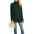 thumbnail image 3 of Women'S Oversized Loose Sweater Autumn Batwing Sleeve Ribbed Tunic Sweater Dark Green M, 3 of 9