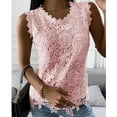thumbnail image 2 of Womens Lace Trim Tank Tops Solid Sleeveless Crew Neck Relax Fit T Shirts Double-Layer Y2K Fall Summer Fashion Blouse 2025, 2 of 4