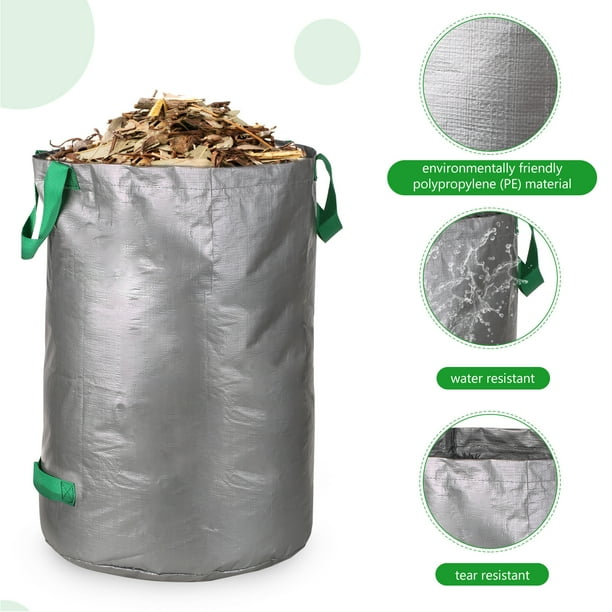 3PCS 100L Reusable Garden Waste Bag for Yard Recyclable Standable Container Trash Plant Pool Landyard Landscaping Lawn Patio