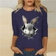 thumbnail image 1 of Xuyuer Ladies' Easter Print Round Neck Three Quarter Sleeve 3/4 Sleeve T-shirt Loose Tops Casual Loose Fit Crewneck T Shirts Tunic Tops, 1 of 5