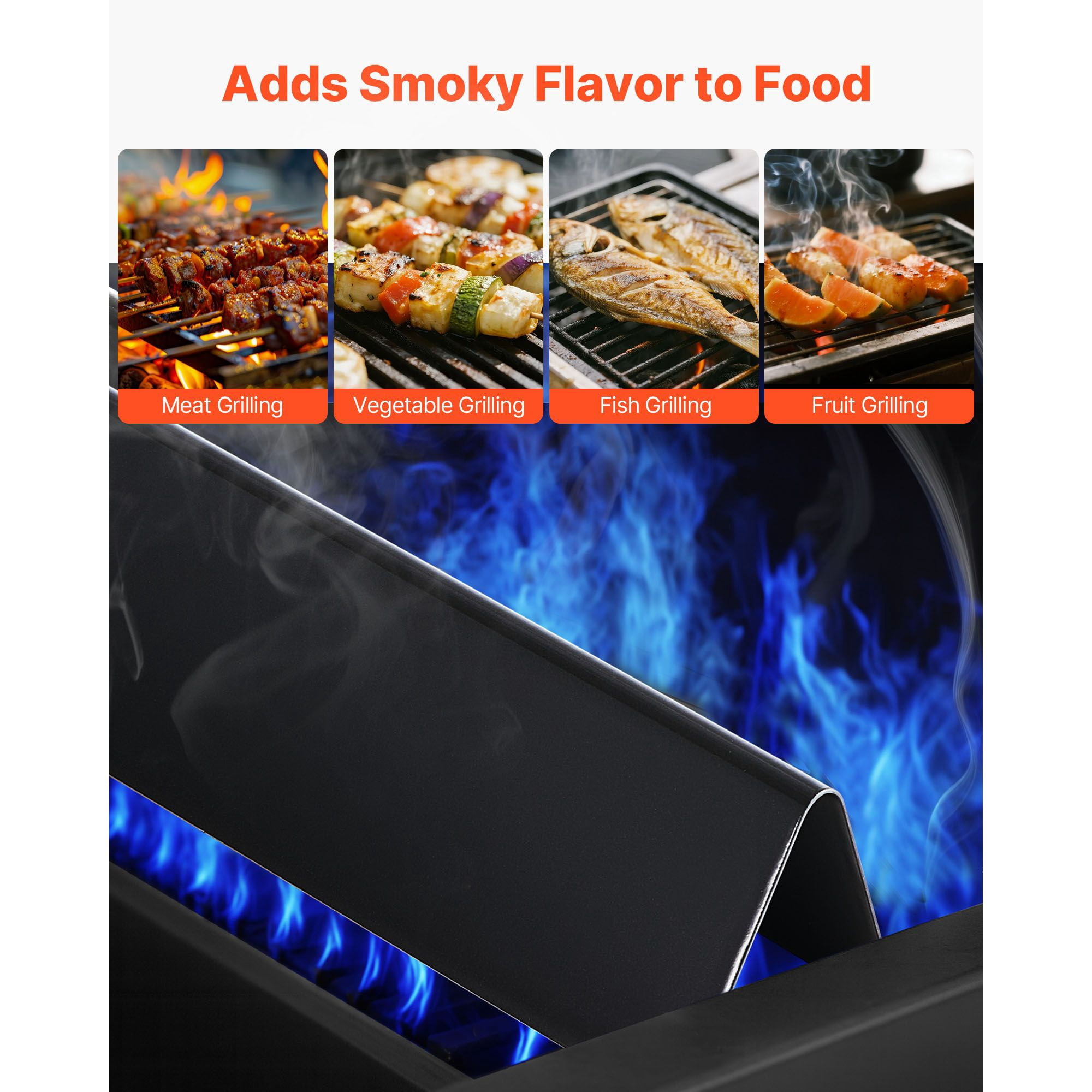 5-Pack Heavy-Duty Flavorizer Bars, Black Porcelain Enameled Steel, Compatible with Weber Spirit 300 & Spirit II 300 Series Gas Grills (2013+), Heat Distribution & Smoky Flavor