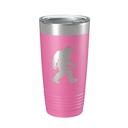 

Bigfoot Tumbler Sasquatch Travel Mug Insulated Laser Engraved Coffee Cup Outdoorsman Gift Bigfoot Shadow Silhouette 20 oz Pink