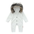 thumbnail image 1 of AherBiu Baby Thermal Hooded Rompers Thick Cotton Jumpsuits Infant Newborn Fall Winter Bodysuits Solid Color, 1 of 6