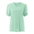thumbnail image 4 of Ruyang Short Sleeve Tshirts for Women Chiffon V Neck Blouses Cute Mesh Sleeve Tops Summer Fashion Casual Top Women Shirts, 4 of 8