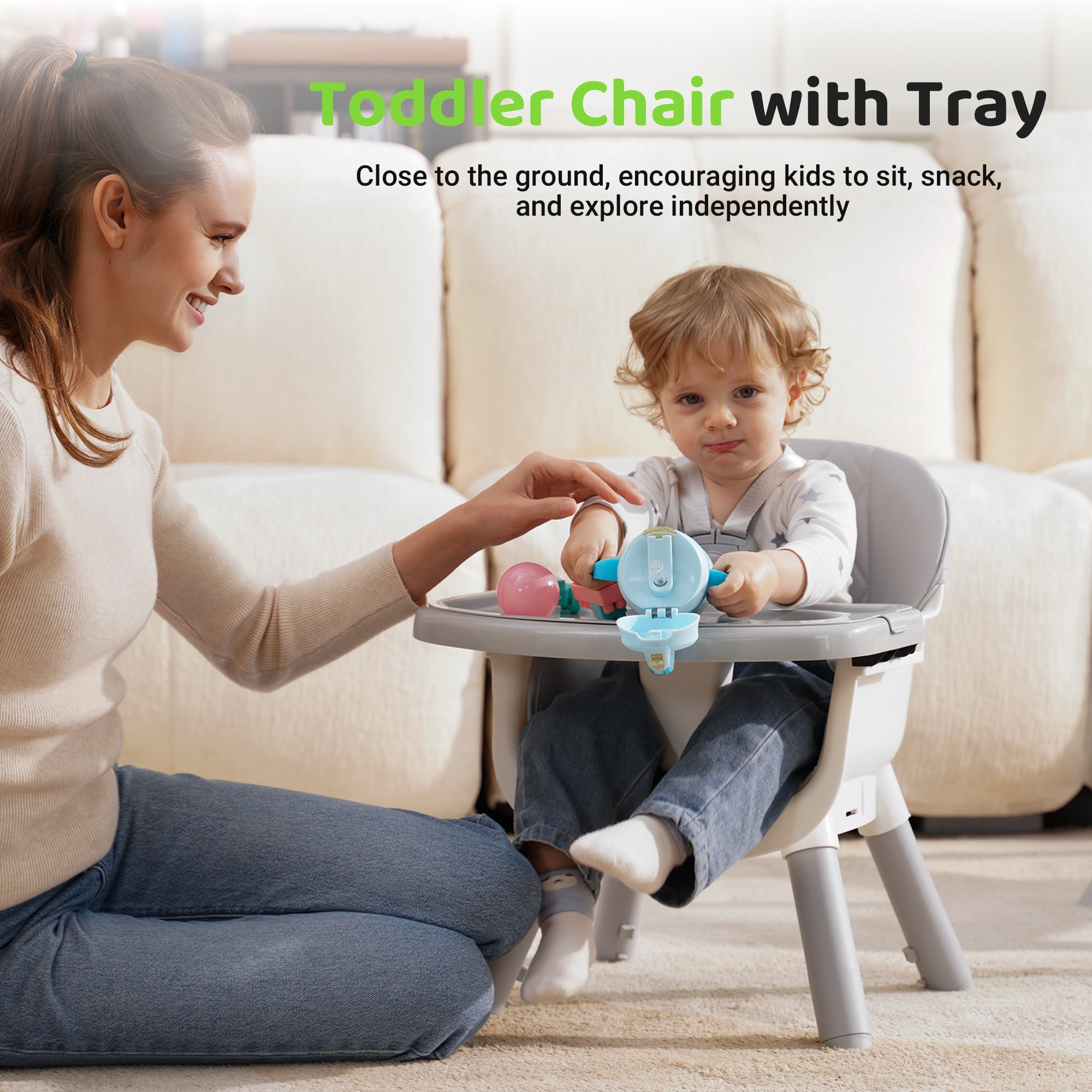 Babyeap 8-in-1 Baby High Chair, Feeding Chair, Table & Chair Set, Convertible Design for Babies & Toddlers,Gray