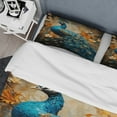 thumbnail image 4 of Designart "Blue Gold Emerald Peacock Drips" Animals Bedding Covert Set - Peacock Teal Children's Art Bed Set With 2 Shams, 4 of 6
