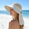 thumbnail image 3 of Outdoor Wide Brim Sun Protection Fisherman Hat, UPF 50+ Windproof Breathable Foldable, Adjustable Chin Strap, for Spring Summer Travel Hiking Leisure Beach, Beige, 3 of 6