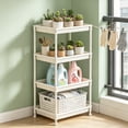 thumbnail image 6 of FEOLGEHLY Freestanding White Plastic Storage Shelf 4-Tier Organizer Rack for Indoor Home Durable Multi-Tier Rack with Perforated Shelves No Wheels (White_L), 6 of 7
