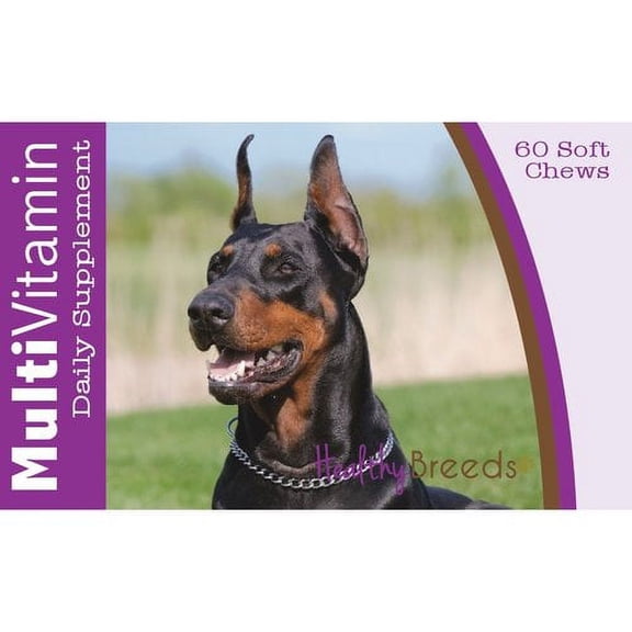 Healthy Breeds Dog Multi-Vitamin Soft Chew for Doberman Pinscher, Daily Vitamin and Mineral Supplement, 60 Count