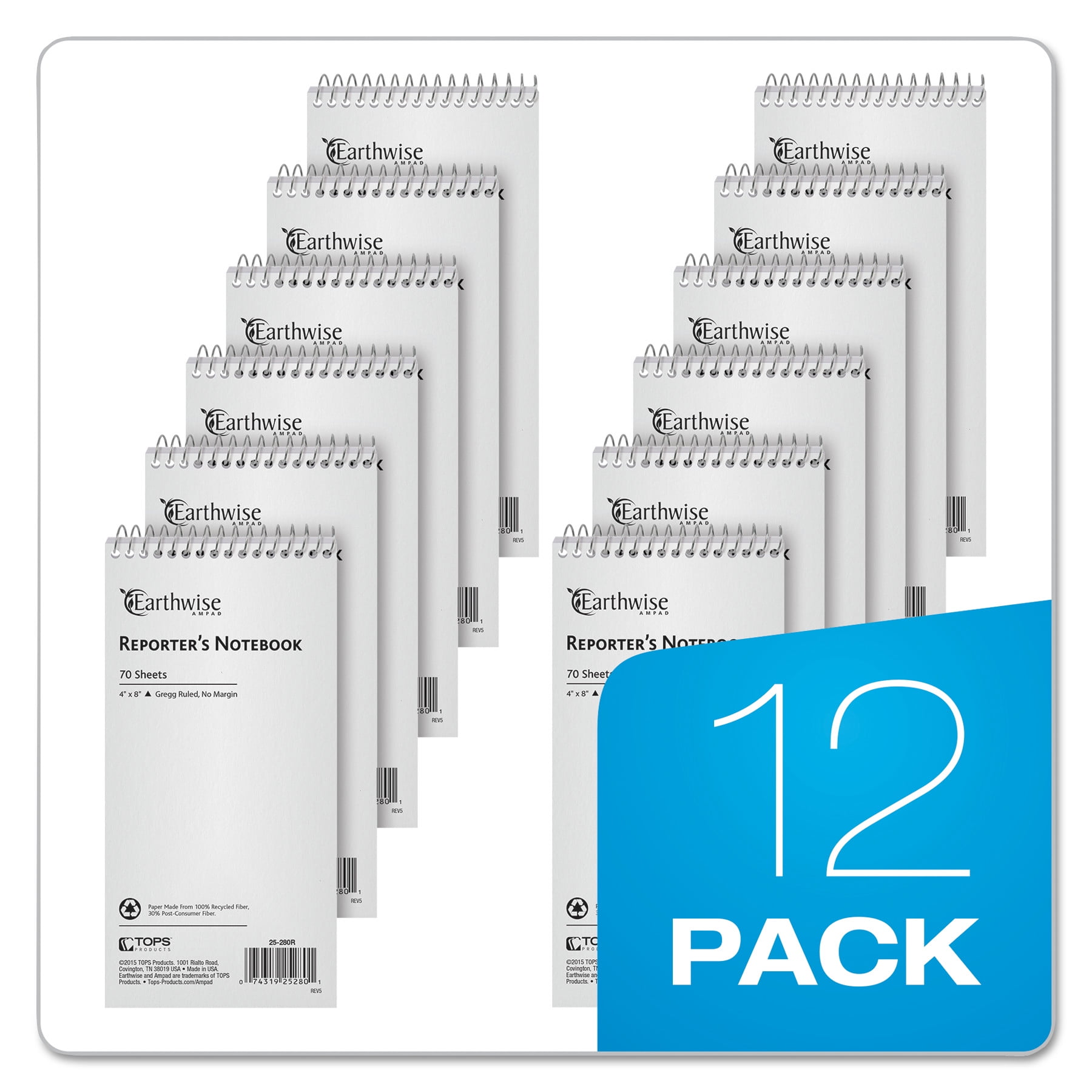 (5 pack) Ampad, TOP25280, Earthwise Reporter's Notebook, 1 Each