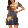 thumbnail image 1 of Balery Rainbow Cloud White Horse Camisón de manga corta con cuello redondo para mujer, cómodo y elegante., 1 of 6