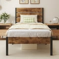 thumbnail image 6 of Fluest Twin Size Bed Frame with Headboard and Footboard,Metal Support,No Box Spring Needed, Rustic Brown, 6 of 7