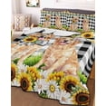 thumbnail image 3 of Quilts Full Size Bedding Set, Cute Puppy Sunflowers Lightweight Quilted Comforter, Farmhouse Eucalyptus Black White Soft Reversible Bedspread Coverlet with Pillow Covers for All Season, 78" x 90", 3 of 7