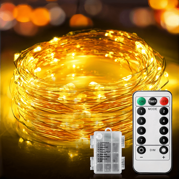 Goyuon Battery Powered Remote Control Timer Dimmable Waterproof LED Fairy Lights Suitable for indoor and outdoor 6 Pack