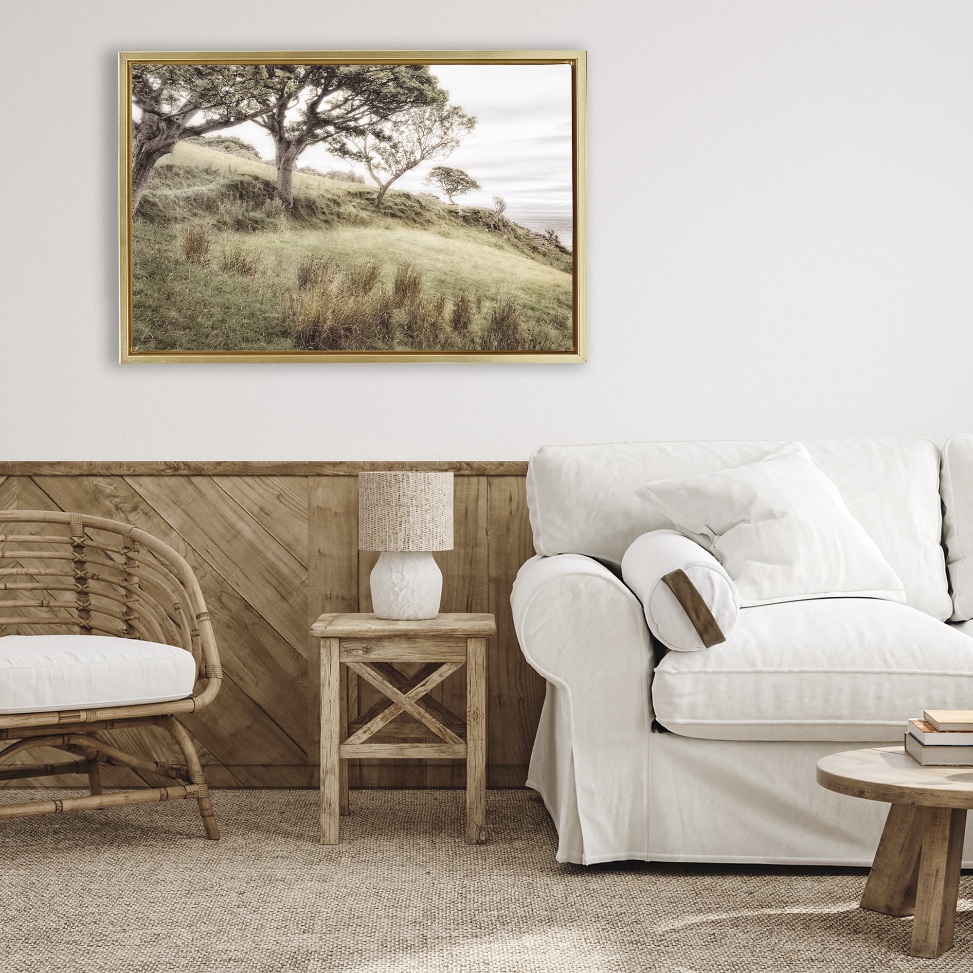Stupell Industries Irish Hillside Landscape Gold Framed Floater Canvas Wall Art, design by Andy Amos