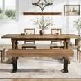 thumbnail image 4 of Fnova 55" Entryway Bench, Farmhouse Long Shoe Bench, Backless Wooden Seat for 2-3, End of Bed Stool with Metal X-Shaped Legs, Kitchen Table Seat Dining Seat for Entryway, Hallway, Living Room, 4 of 9