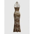 thumbnail image 2 of Women's Leopard Print Mermaid Hem Fitted Halter Neck Maxi Dress, 2 of 3