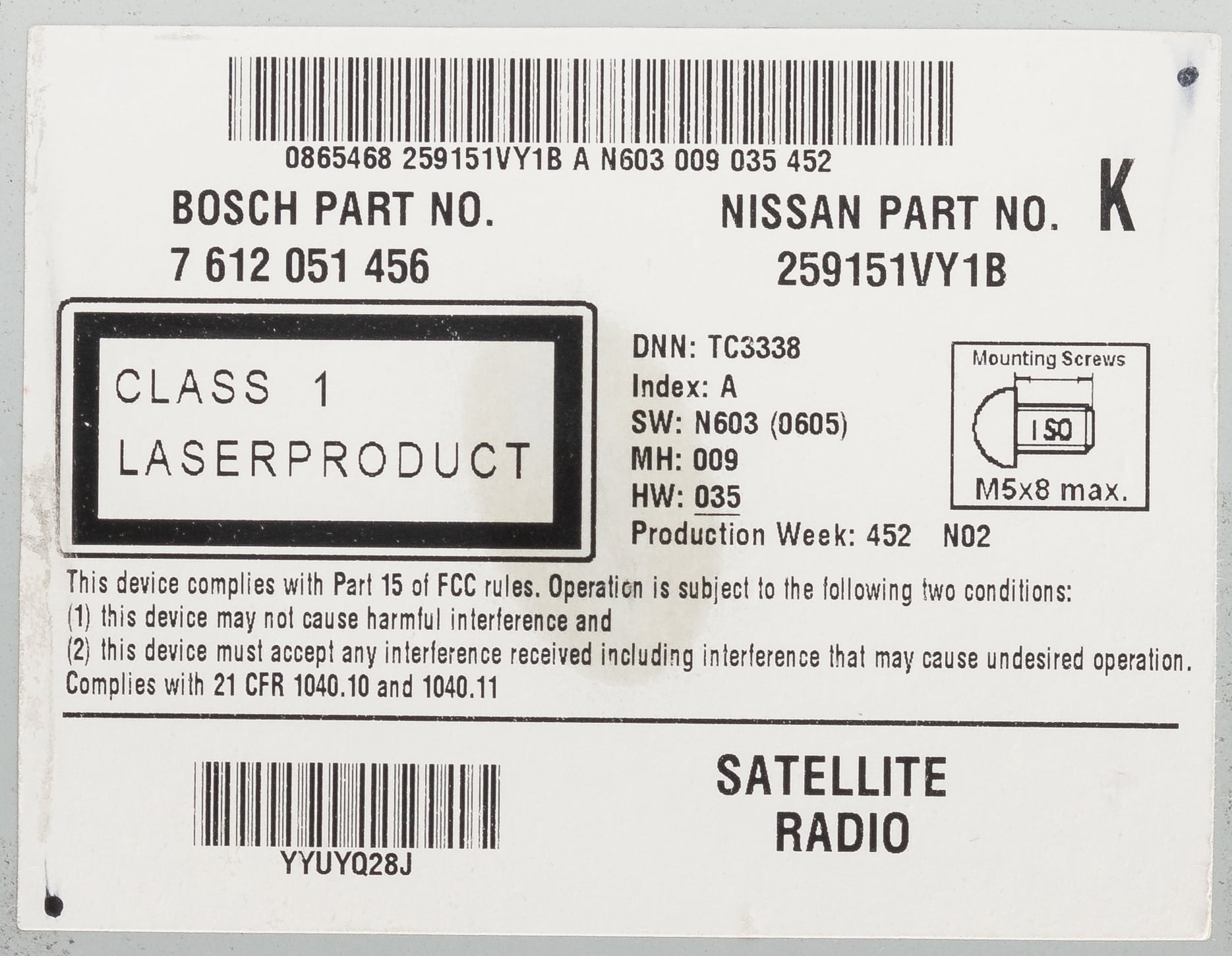 Restored 2013-2015 Nissan Rogue AMFM SAT Radio 6 Disc CD Player GPS Navigation 259151VY1B (Refurbished)