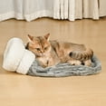 thumbnail image 5 of Plush Pet Sleeping Bag Bed for Indoor Cats and Small Puppies, 360 Windproof Warm Burrow Cave with Foldable Mat, Brown Grey 17.3x14.6 and 21.3x17.7 Inch for Travel Crate Car Seat, 5 of 10