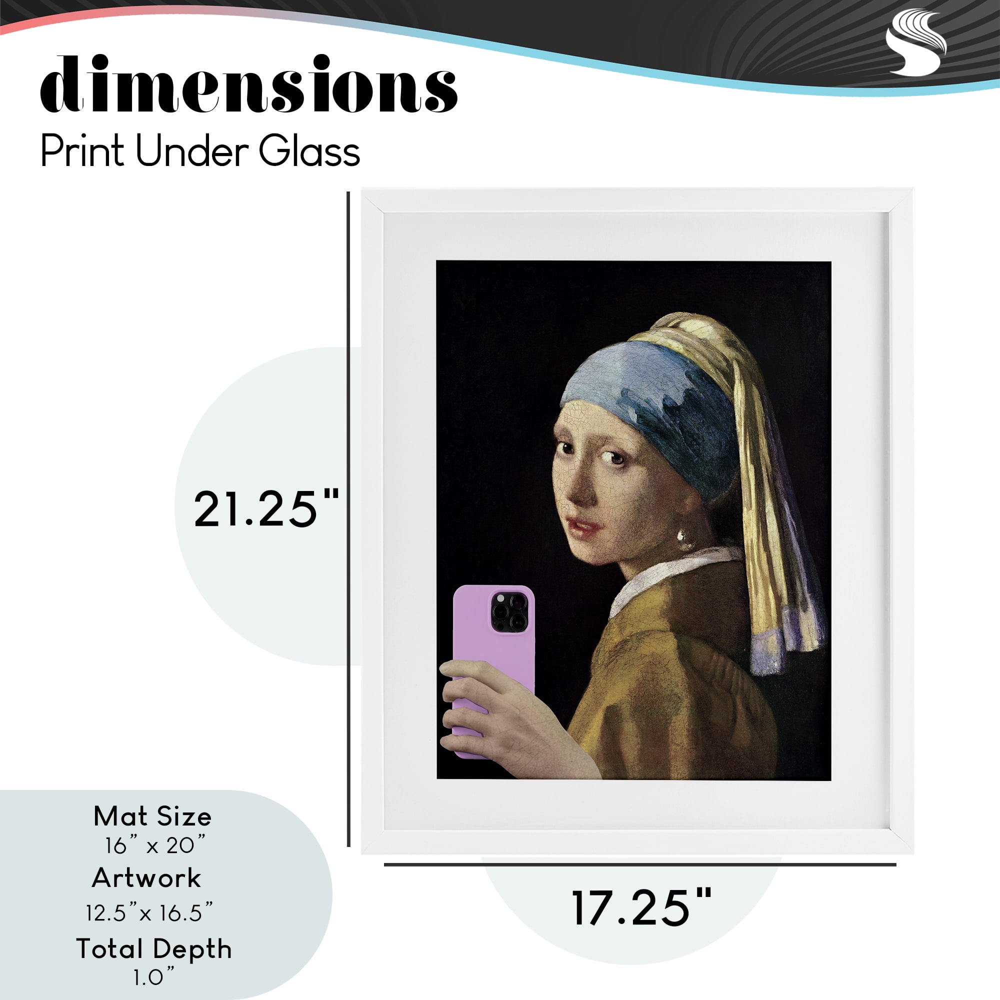 Girl With Pink Phone Funny White Framed Print Under Glass, design by Masters Redux