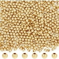 thumbnail image 1 of 1 caja de 500 cuentas redondas chapadas en oro de 24 quilates, 4 mm, de acero inoxidable, lisas y sueltas, para manualidades, pulseras, collares, joyas, suministros para hacer bricolaje., 1 of 6