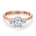 thumbnail image 3 of Gem Stone King 18K Rose Gold Plated Silver White Topaz Engagement Ring for Women | 1.43 Cttw | Oval 7X5MM | Gemstone November Birthstone | Size 9, 3 of 6