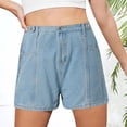 thumbnail image 2 of Siilsaa Resort Wear Women's Shorts Trendy Summer Dressy Elastic High Waisted Pleated Business Casual Work Shorts with Pockets Blue,M, 2 of 5