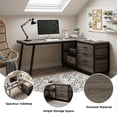 thumbnail image 4 of MAYEERTY Reversible L-Shaped Desk with 3 Drawers & Open Shelves, 53" Home Office Computer Desk, 4 of 6