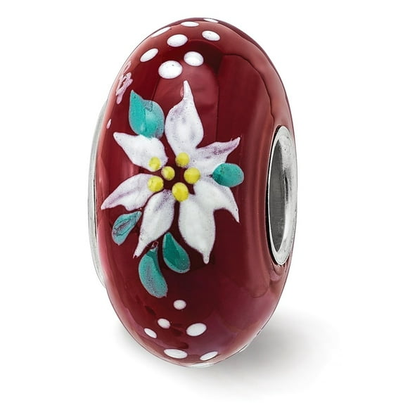 FB Jewels Ster.Silver Reflections Hand Painted Pure and Innocent Fenton Glass Bead