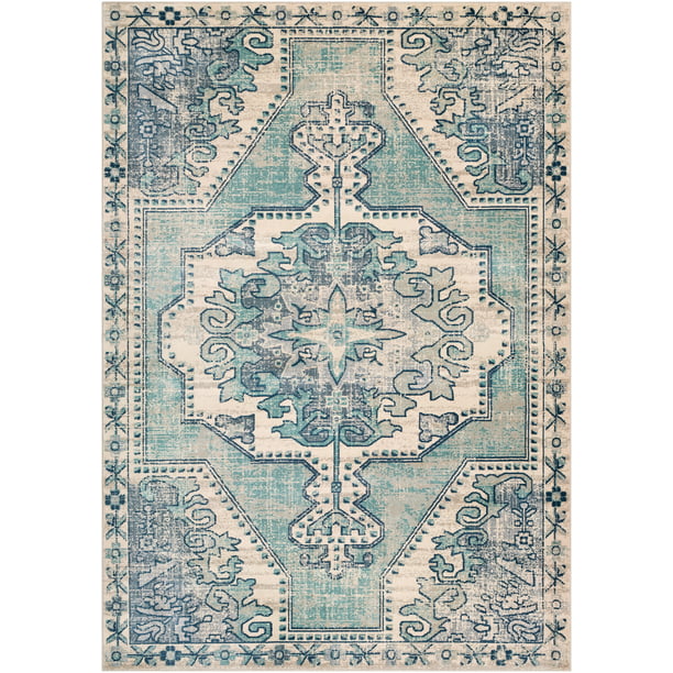 Cypress Teal Traditional 7 10, 11 X 9 Area Rug