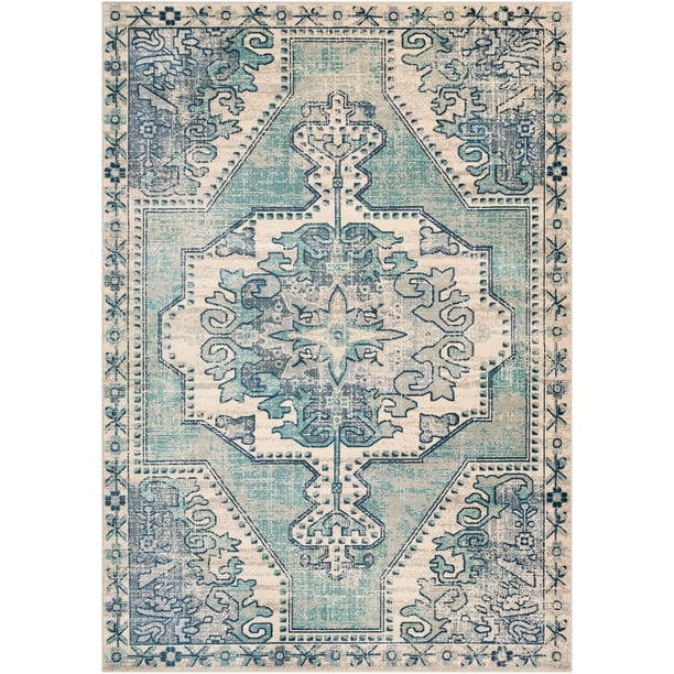 Walmart Cypress Teal Traditional 9 X 12 9 Area Rug Walmart Com Walmart Com