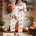 thumbnail image 2 of MuXiKeJi Clothes Halloween Pattern Printed Long Sleeve Two Piece Pajama Set, Soft Breathable Daily Sleep Loungewear Indoor Night Outfit Women Long Sleeve Sleepwear Pajama Set, 2 of 6