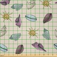 thumbnail image 2 of Ambesonne Nautical Fabric by the Yard Microfiber, Colorful Seashells Pattern, 1 Yard, Pale Eggshell and Multicolor, 2 of 2