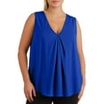 thumbnail image 2 of Fnooota Plus Size Tank Tops for Women, Pleated Sleeveless V Neck Summer Shirts Blue Size XL-6XL, 2 of 7