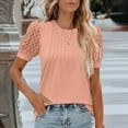 thumbnail image 2 of Chbgutlmr T Shirts for Women Round Neck Lace Short Sleeve Tops Ruched Casual Blouses Summer Fashion, 2 of 7