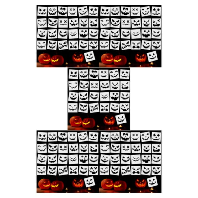 Youkk 25pcs/set Halloween Stencils For Drawing Pumpkin Faces Various Designs Reusable Apposite Size 5Set