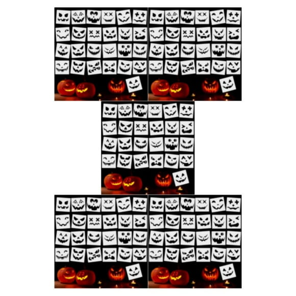 Youkk 25 Pcs/ensemble Pochoirs d'Halloween pour Dessiner des Visages de Citrouille Divers Modèles Réutilisables Taille Appropriée 5Ensemble