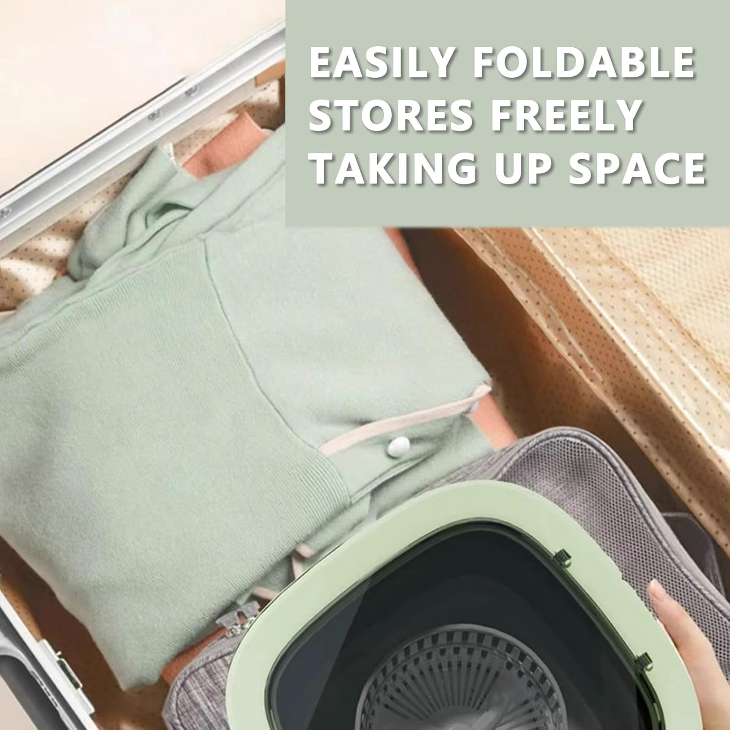 Portable Travel Washing Machine, 11-Liter Mini Foldable Washer with Spin Dry Function, Compact, Ideal for Apartments Dormitories Hotels, Camping