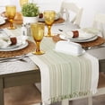 thumbnail image 4 of DII 14x72" Modern Cotton Striped Fringed Table Runner in Thyme Green, 4 of 6