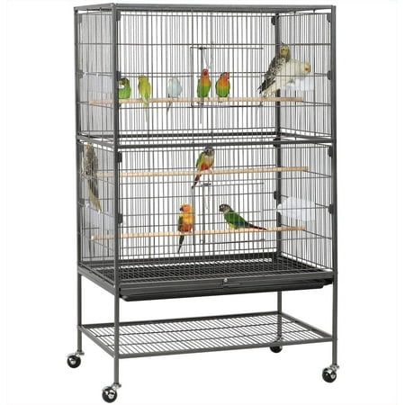 52-inch Wrought Steel Standing Large Flight King Bird Cage for Cockatiels African Grey Quaker Amazon Sun Parakeets Green Cheek Conures Pigeons Parrot Bird Cage Birdcage with Stand