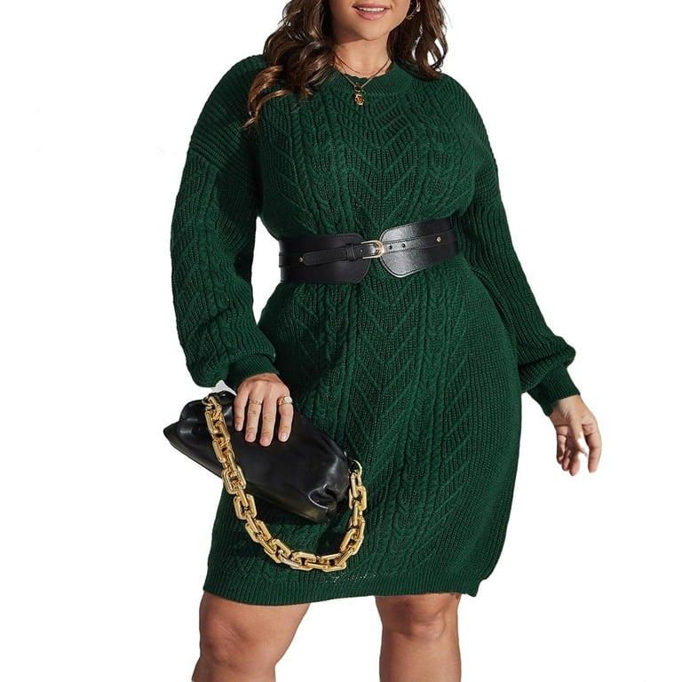 plus size green sweater dress