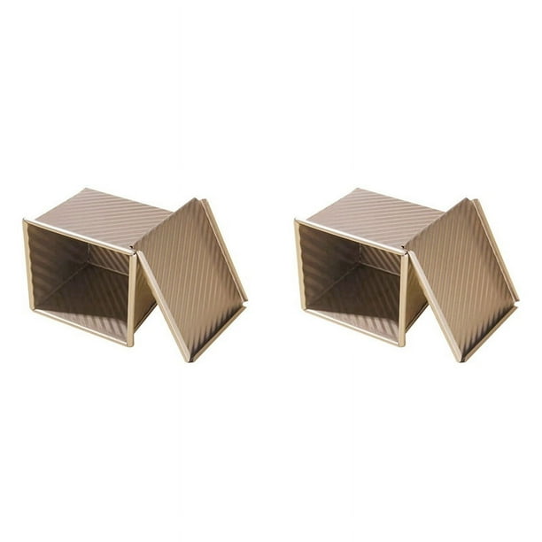 2X Mini Molde para Pan con Tapa, Caja de Tostadas Cuadrada Antiadherente con Capacidad de Masa de 0,55 Lb (250 G) para Hornear en el Horno