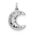 thumbnail image 3 of 14k White Gold Open Back Polished Finish 0.05-CT Diamond Moon Charm Design Pendant, 3 of 4